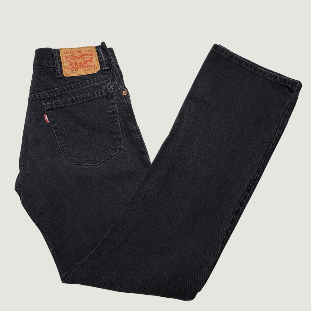 Levis 517 Bootcut Jeans Mens 30x34 Black Slim Fit Cotton Denim Western Pants
